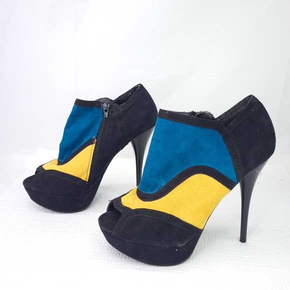 Qupid Platform Stilletoe High Heels Color Block Peep Toe Shoes Shoes Size 8 - Picture 3 of 7